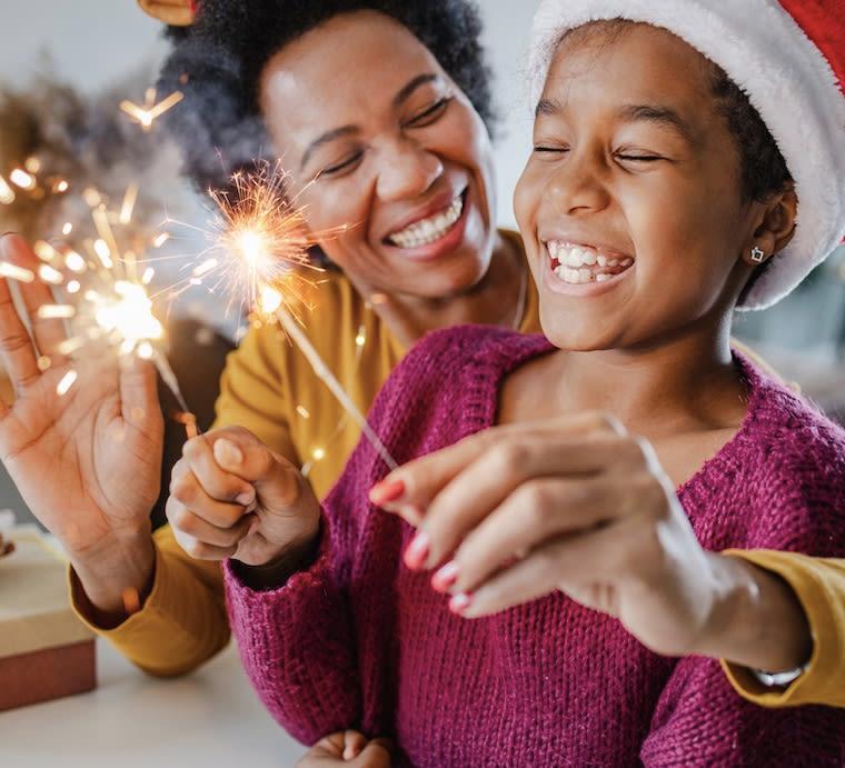 Family celebrating Christmas holidays