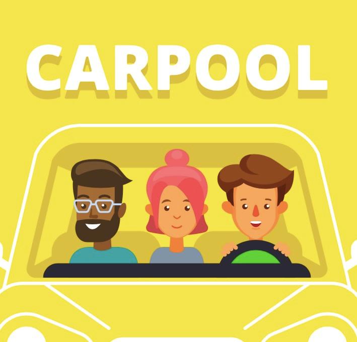 Carpooling image with a few people in the car
